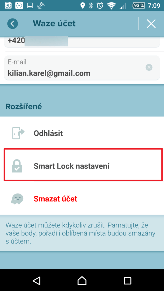 Smart Lock nastavení