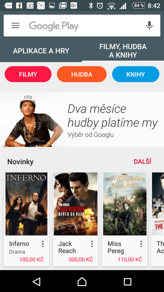 Stávající rozhraní Obchodu Play