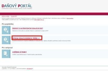 SPRÁVA ÚDAJŮ EVIDENCE TRŽEB SPRÁVA ÚDAJŮ EVIDENCE TRŽEB