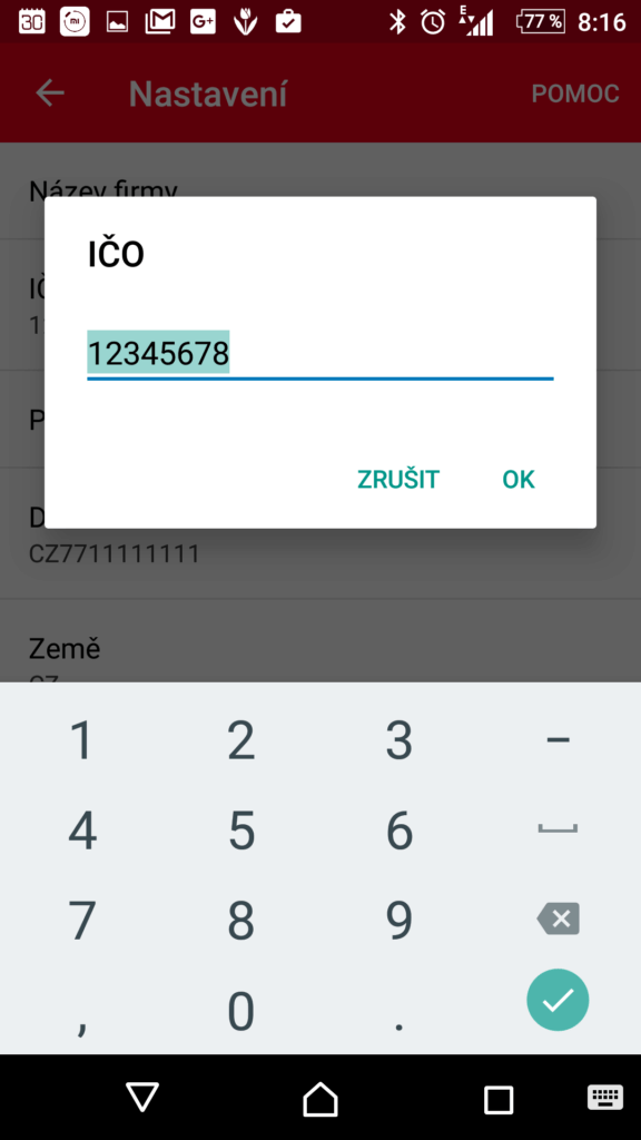 Zadání IČO