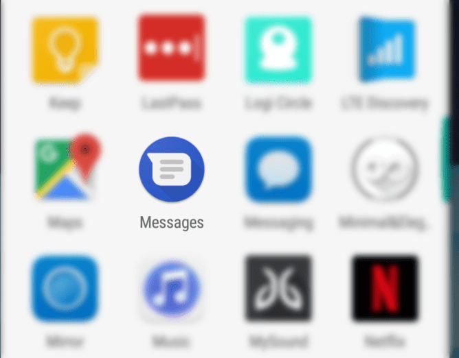 Ikona Messages v seznamu aplikací