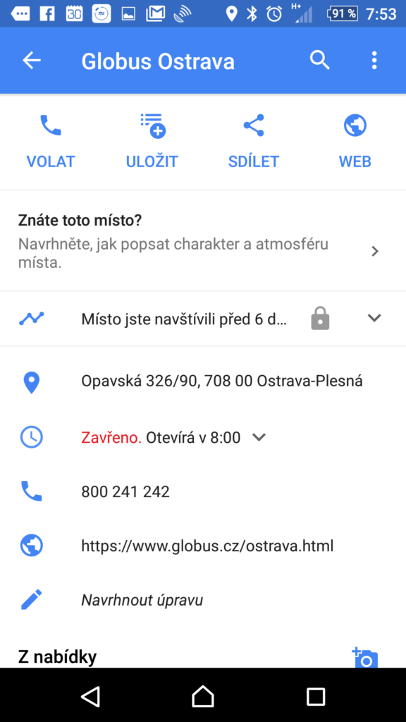 Informace o poslední návštěvě