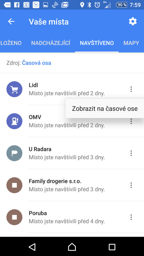 Nová nabídka pod třemi tečkami