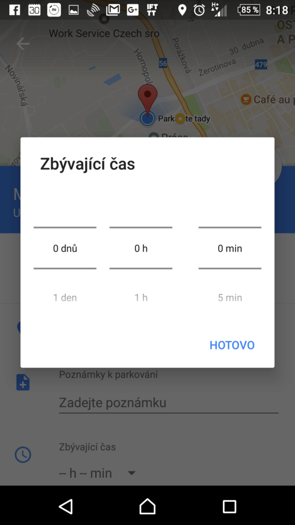 Nastavení času parkování