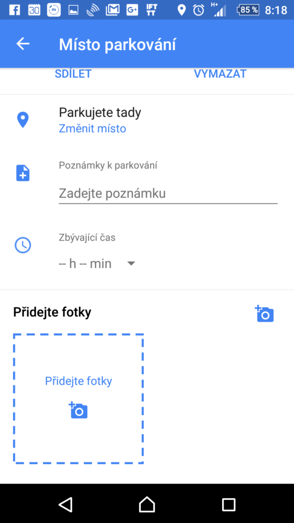 Možnost přidání fotky