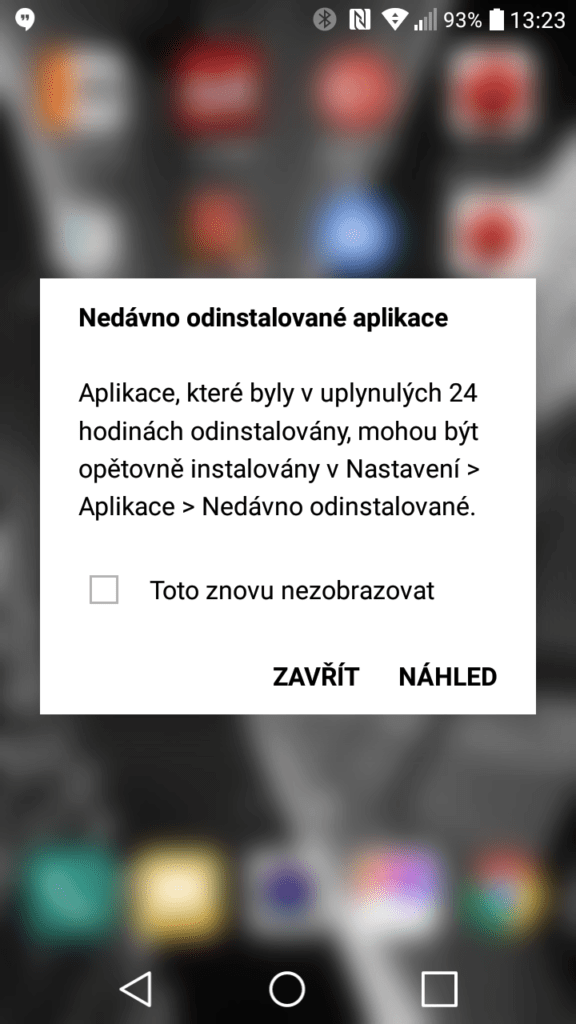 LG K10 2017 odinstalovaná app