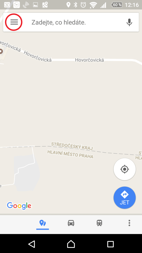 Vyvolejte nabídku