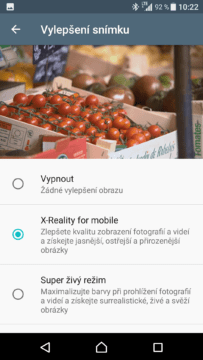 Xperia XZ nastavení displeje