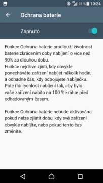 Xperia XZ ochrana baterie