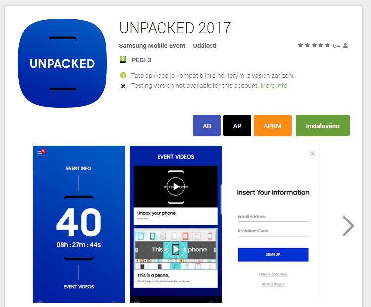 Aplikace Unpacked 2017 v Obchodě Play