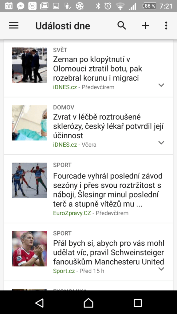 Aplikace Zprávy a počasí Google