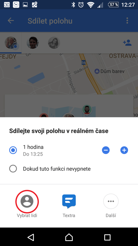 Tlačítko Vybrat lidi