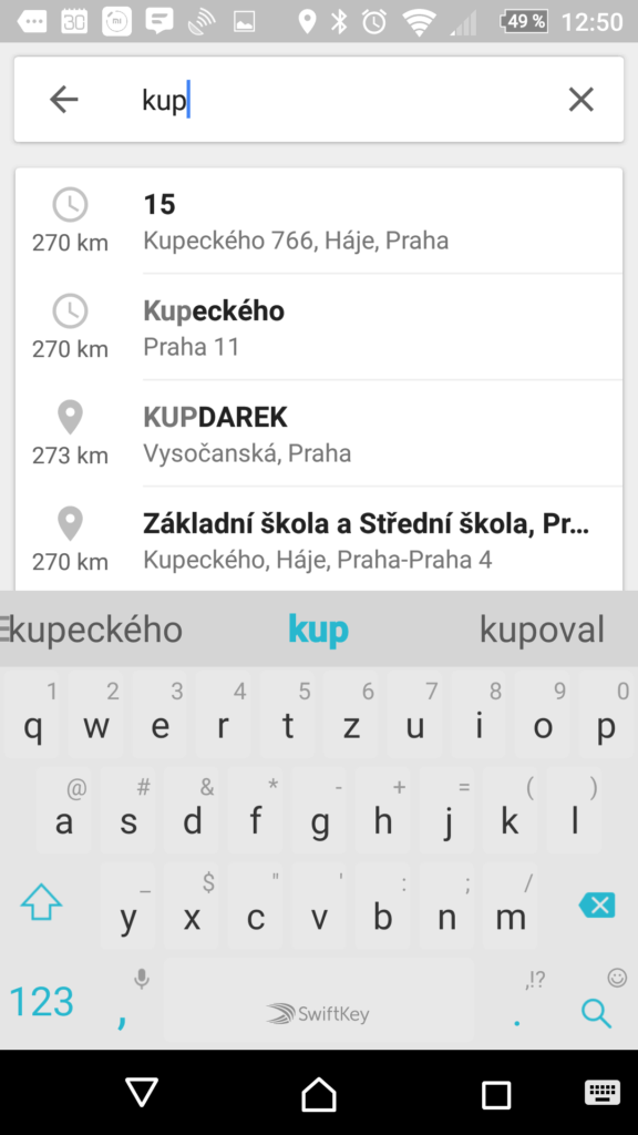 Zadání cíle cesty