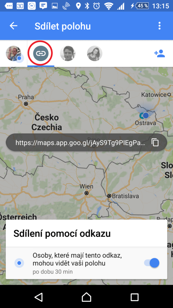 Sdílení odkazem