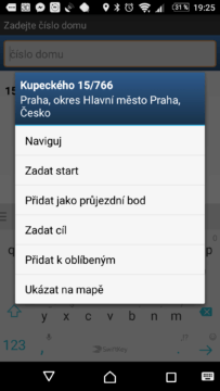 MapFactor: GPS Navigation Zadání cíle cesty