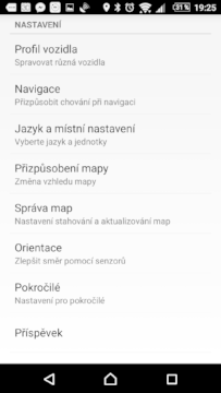 MapFactor: GPS Navigation Možnosti nastavení aplikace