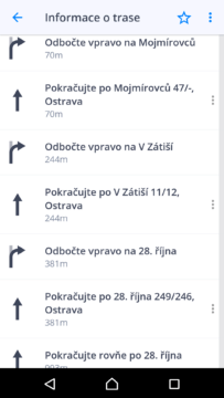 Sygic GPS Navigace a Mapy Itinerář cesty