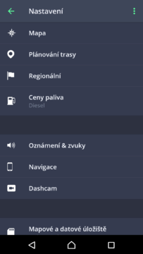 Sygic GPS Navigace a Mapy Možnosti nastavení