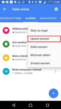 Úpravy seznamu