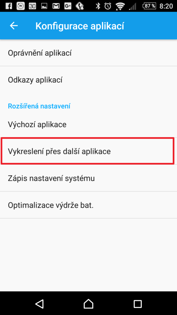 Vykreslení přes další aplikace