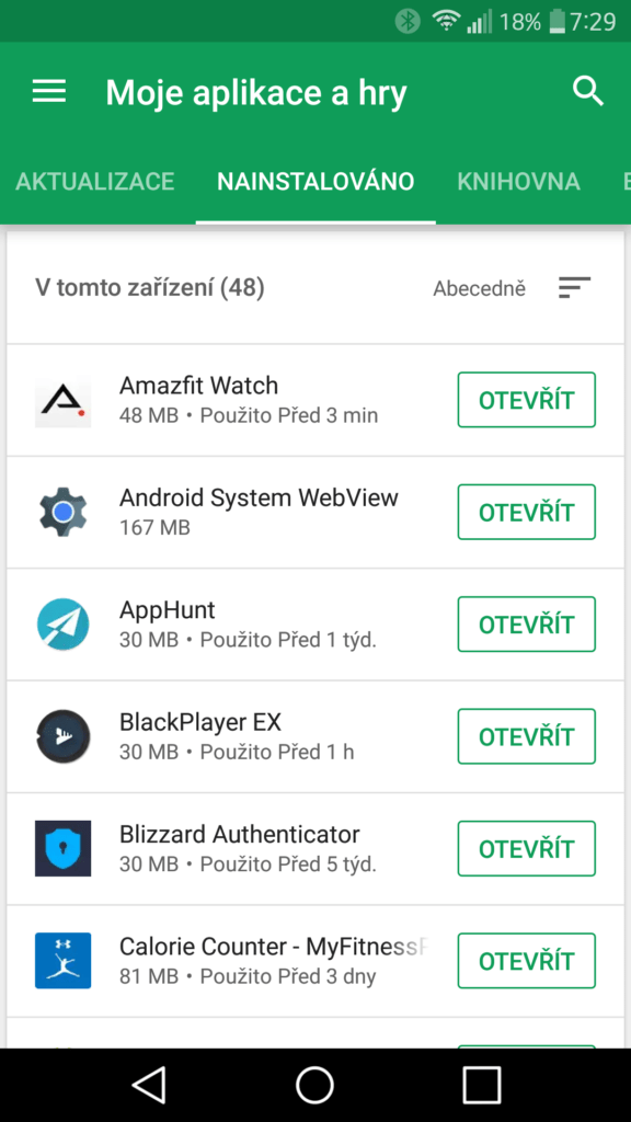 Moje aplikace Google Play 1