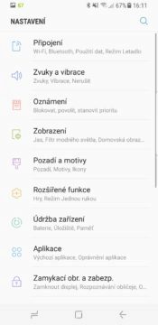 Recenze Samsung Galaxy S8 systém nastavení