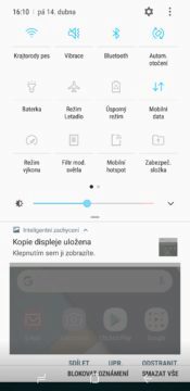 Recenze Samsung Galaxy S8 systém notifikační lišta