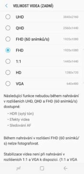 Samsung S8 recenze fotoaparát aplikace