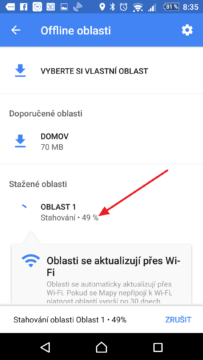 Probíhá stahování oblasti