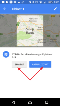 Smazání či aktualizace oblasti