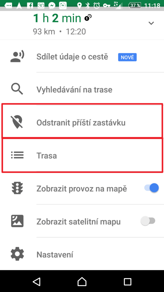 Odstranění zastávek a Trasa