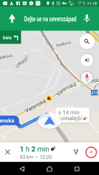 Navigační lišta google mapy