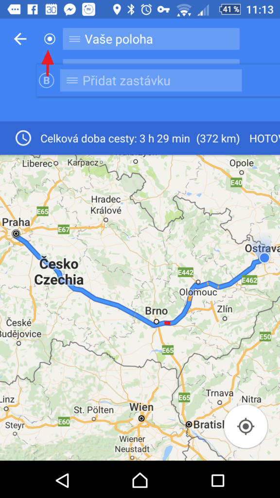 Změna pořadí zastávek