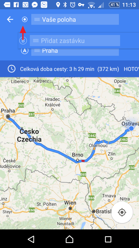 Změna pořadí zastávek