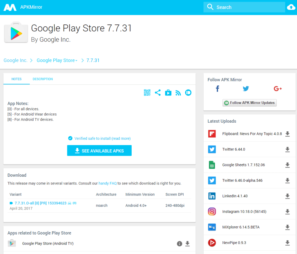 Na APKMirroru najdete například nejnovější verzi Obchodu Play