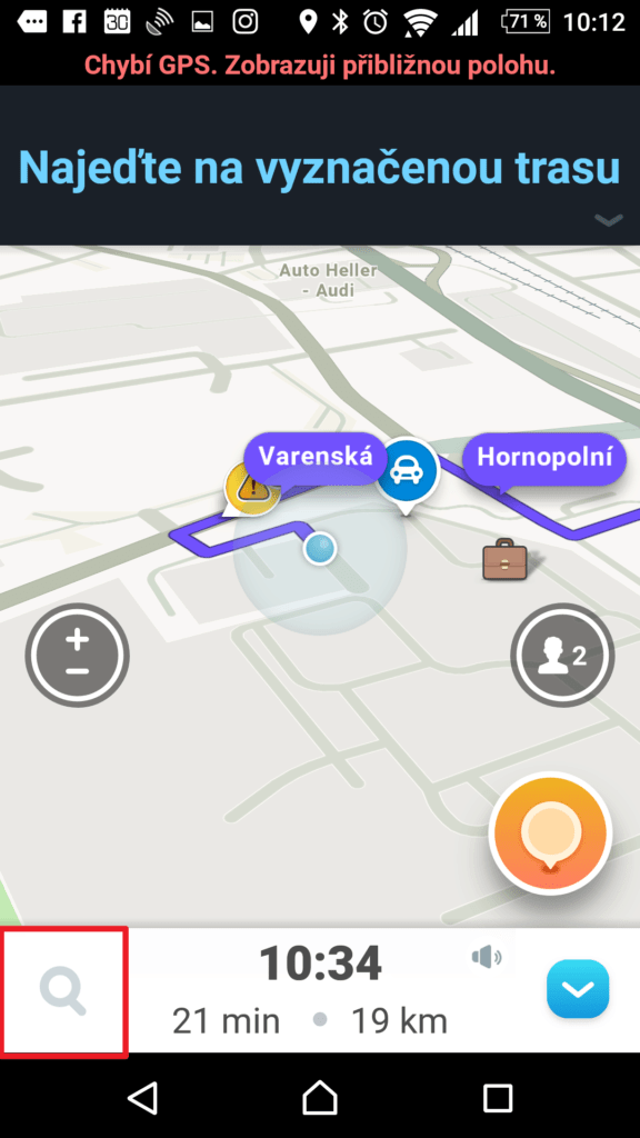 Klepněte na tlačítko s lupou
