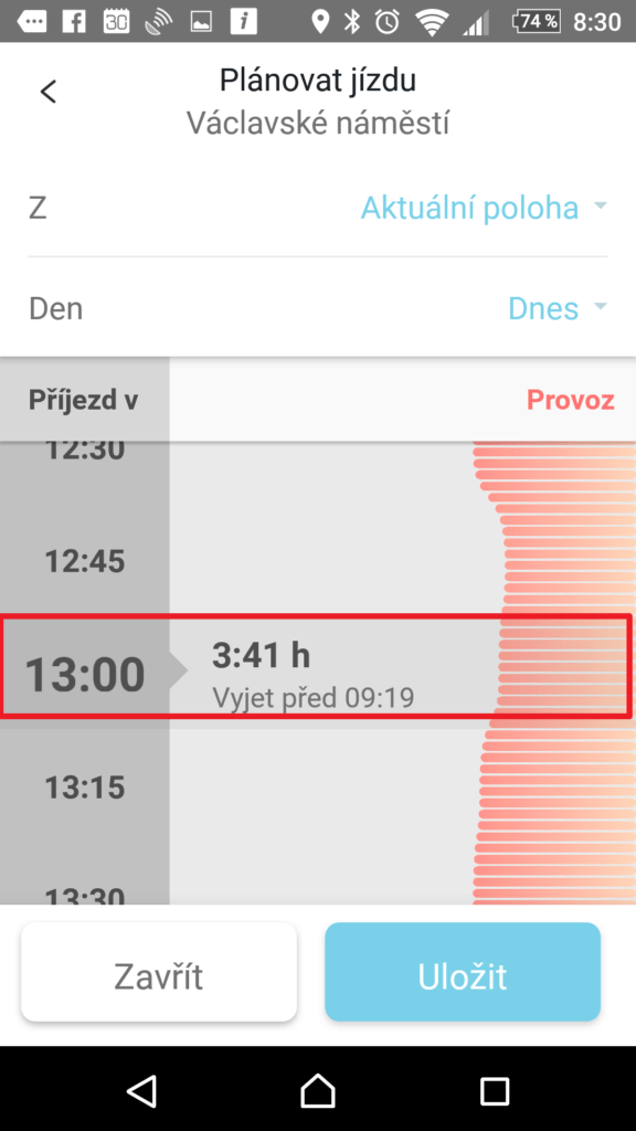 Zvolte požadovaný čas příjezdu