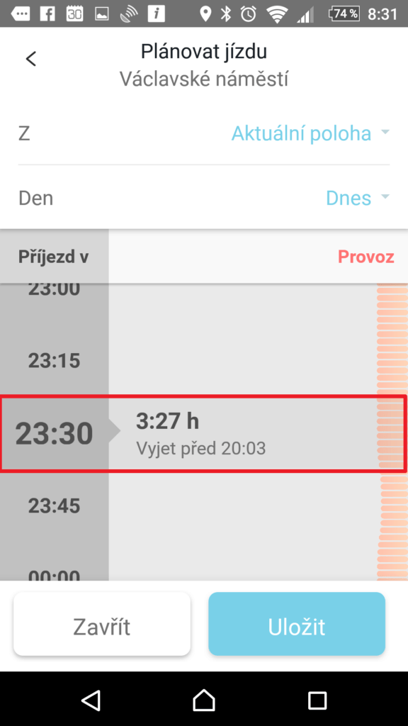 Zvolte požadovaný čas příjezdu