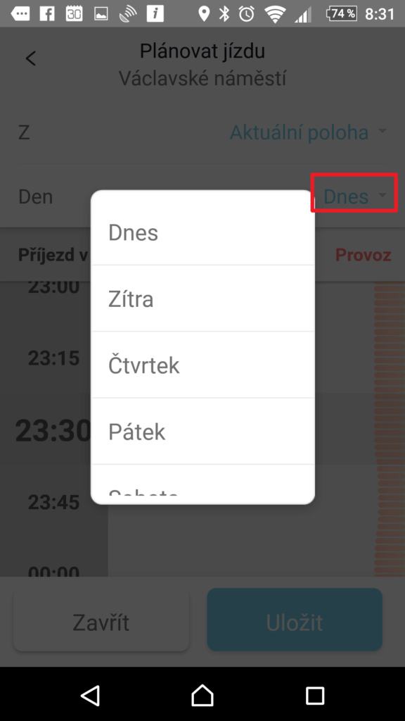 Trasu lze naplánovat na jiný den