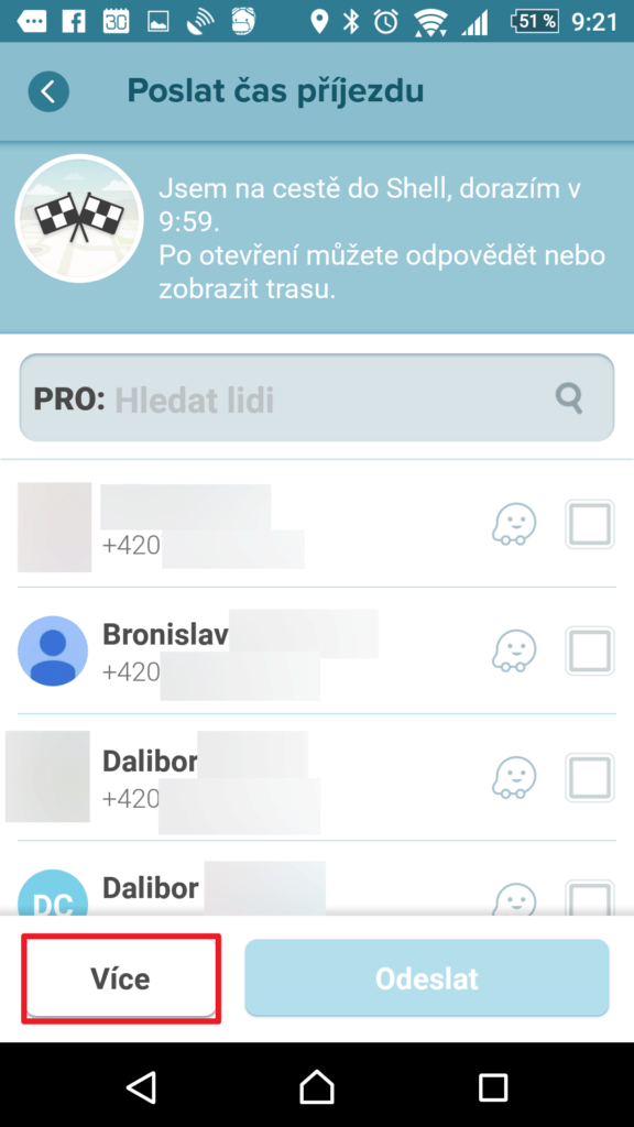 Zvolte možnost Více