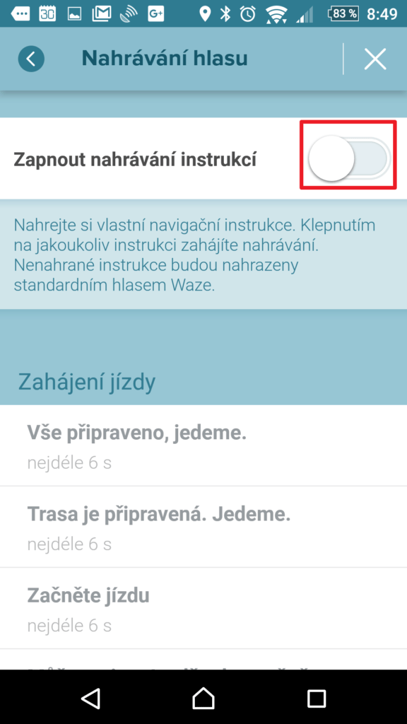 Zapnout nahrávání instrukcí