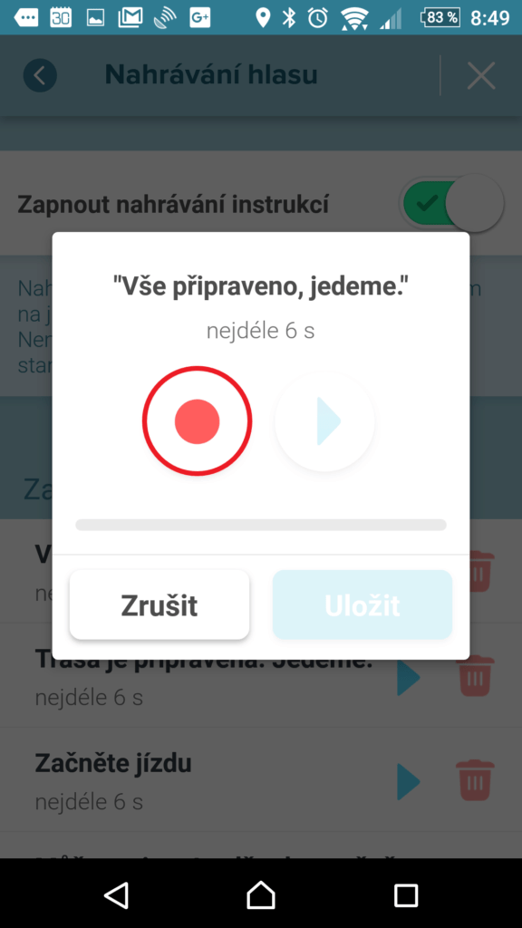 Stiskněte tlačítko pro nahrávání