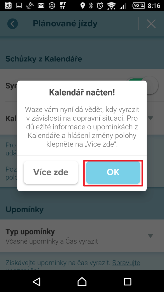 Potvrzení synchronizace