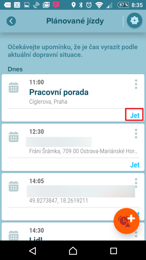 Nyní můžeme na akci navigovat