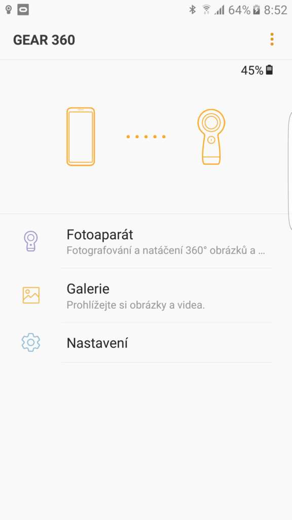 Samsung Gear 360 screenshot aplikace 1