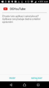 Zahájení instalace OGYouTube