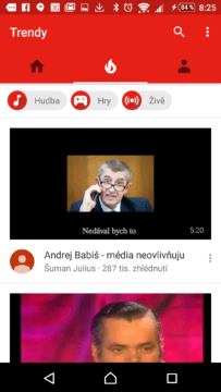 Nechybí ani sekce Trendy