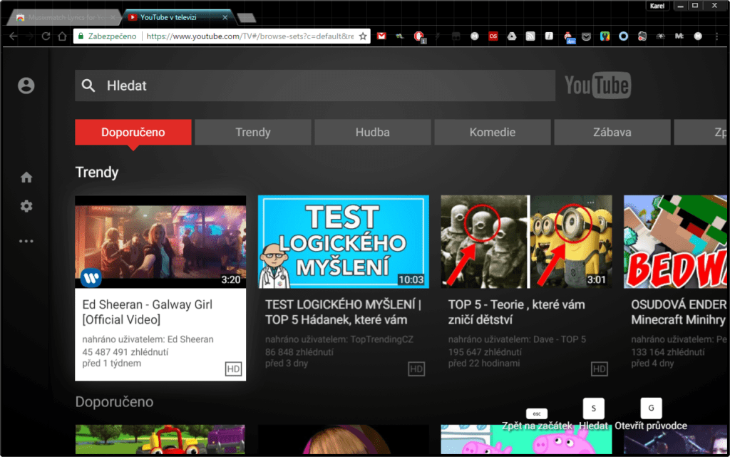 Televizní rozhraní YouTube