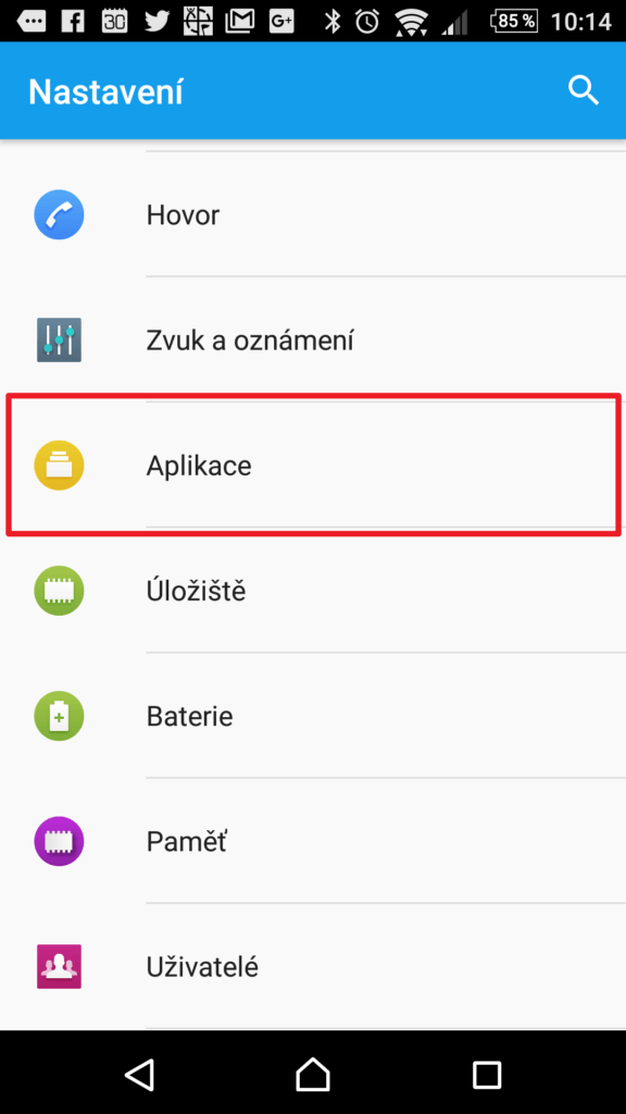 Přejděte do sekce Aplikace
