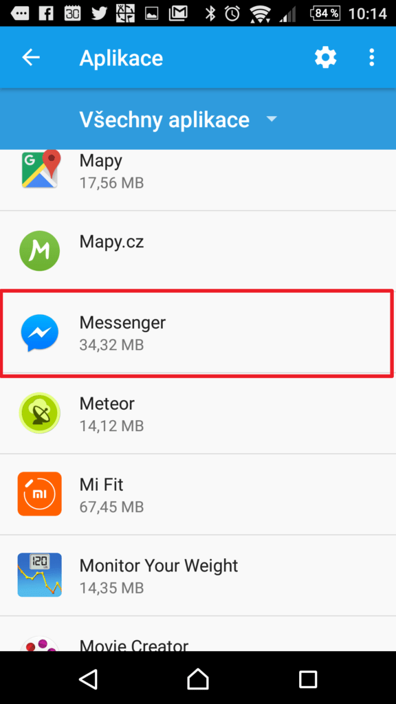 Otevřete položku Messenger
